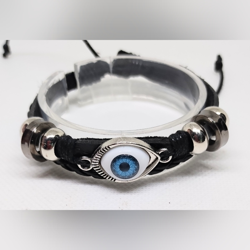 Men's Bracelet Leather Braided Layered Evil Eye New‎ f42